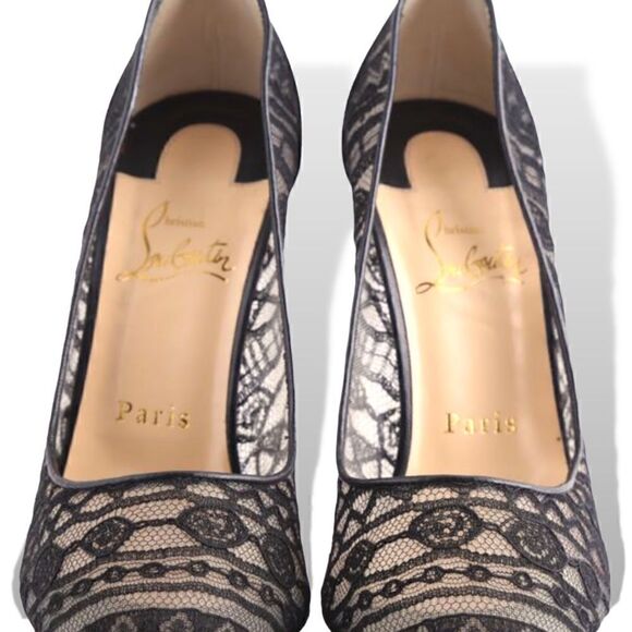 Christian Louboutin Black Dorissima Lace 100 Dentelle Pumps |Size: 38| - Picture 12 of 14